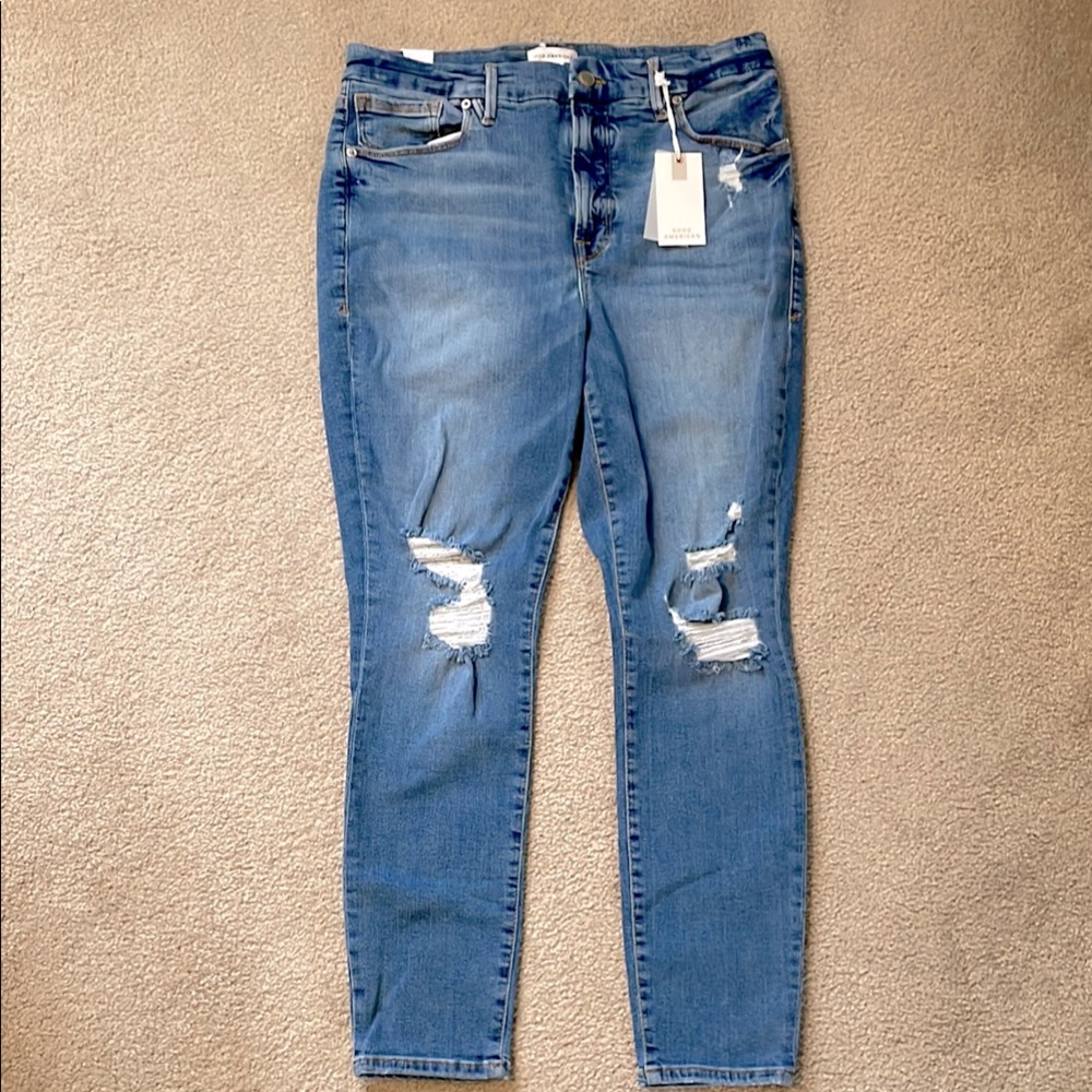 Good American good legs crop distressed jeans